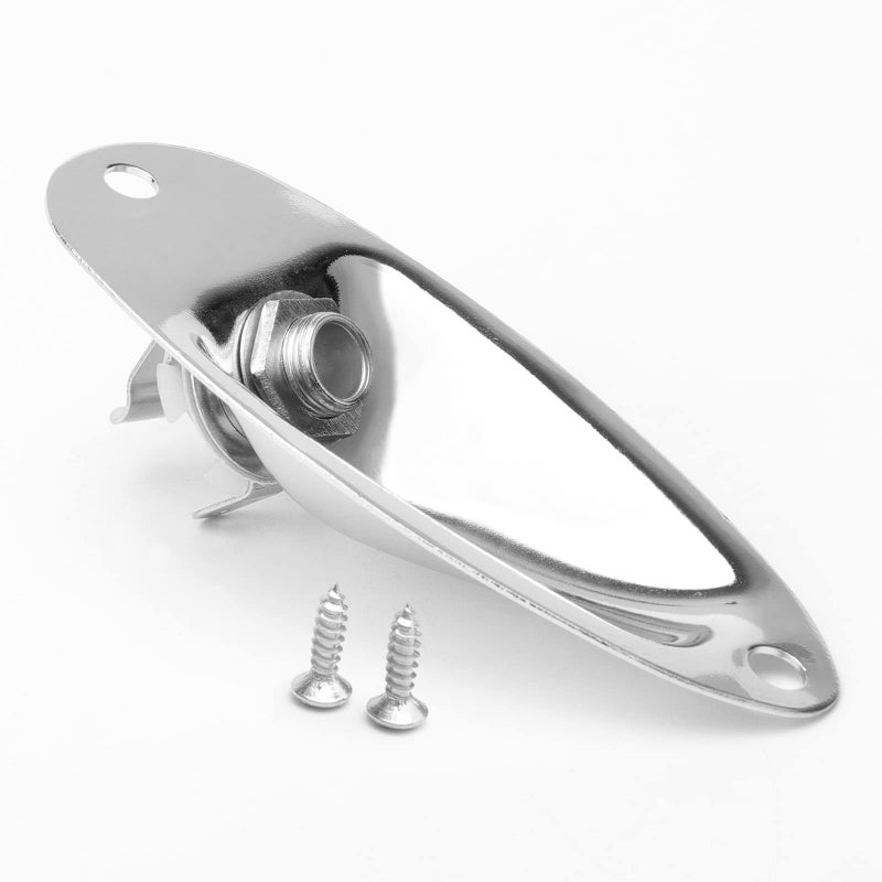 Swhmc Mono Guitar Jack Plate, Oval 1/4" Input Output Jack Socket for Fender Strat Telecaster, Chrome Plated with 3 Prongs, Replacement for Les Paul SG - Image 1